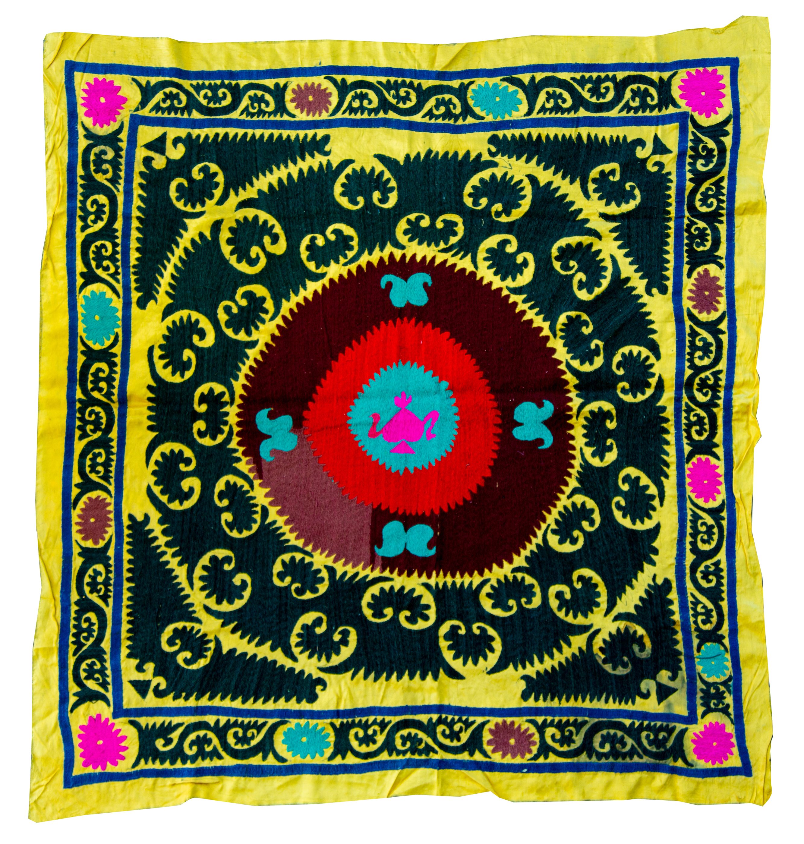 Black field, yellow border — palak, Samarkand