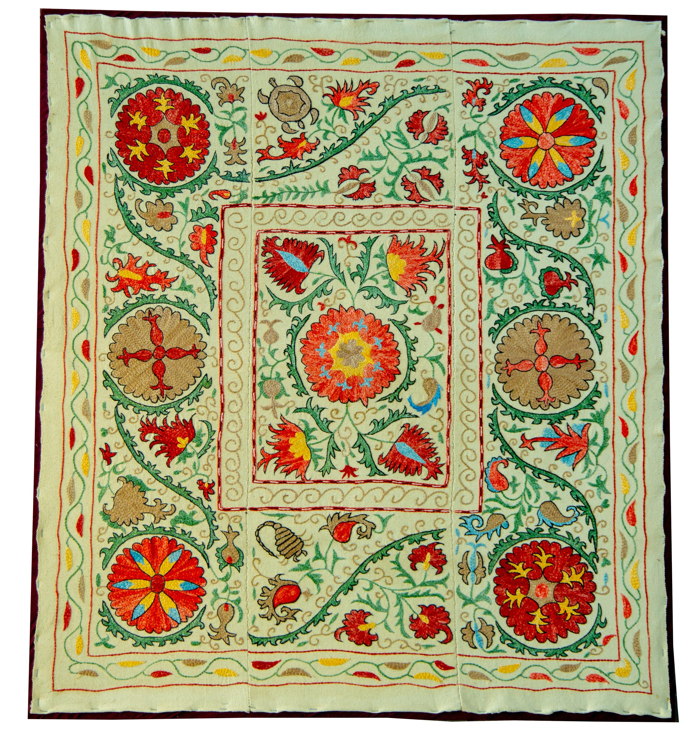 Pale ground with red roundels — suzani, Bukhoro