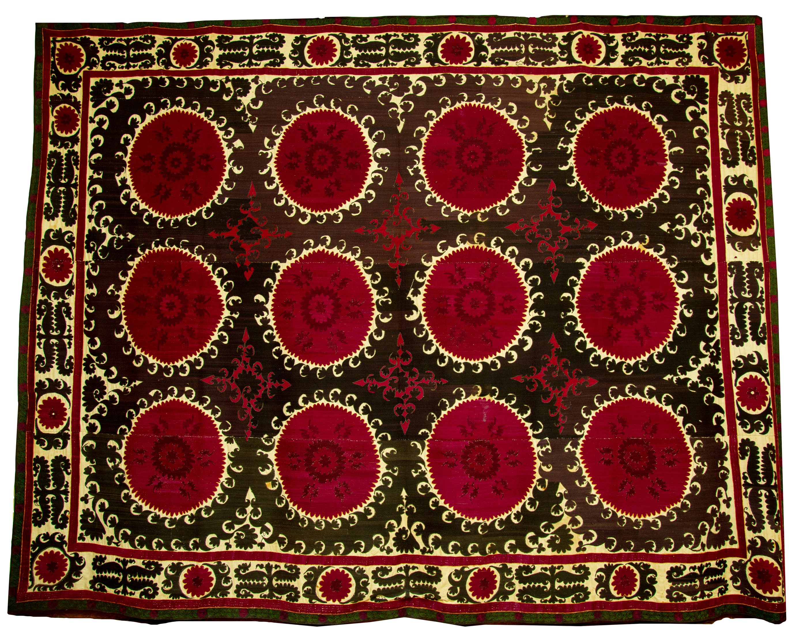 Twelve medallions on aubergine — gulkurpa, Attribution pending